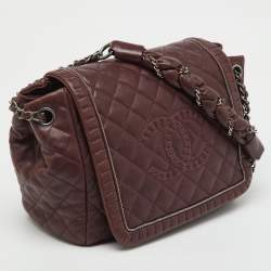 Pre Owned Chanel Burgundy Quilted Leather CC Istanbul Accordion Flap Bag