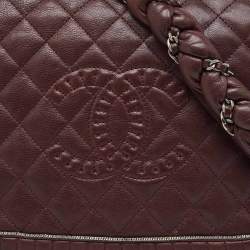 Pre Owned Chanel Burgundy Quilted Leather CC Istanbul Accordion Flap Bag