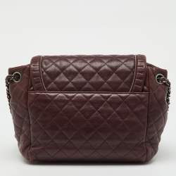 Pre Owned Chanel Burgundy Quilted Leather CC Istanbul Accordion Flap Bag