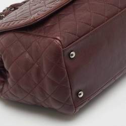 Pre Owned Chanel Burgundy Quilted Leather CC Istanbul Accordion Flap Bag