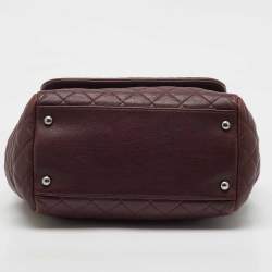 Pre Owned Chanel Burgundy Quilted Leather CC Istanbul Accordion Flap Bag