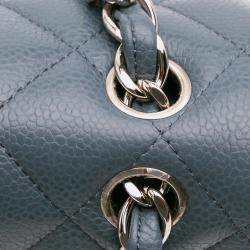 Pre Owned Chanel Blue Jumbo Classic Caviar Double Flap