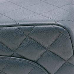 Pre Owned Chanel Blue Jumbo Classic Caviar Double Flap