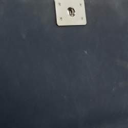 Pre Owned Chanel Navy Blue Chevron Leather New Medium Boy Flap Bag