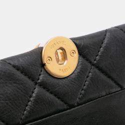 Pre Owned Chanel Black Mini Quilted Calfskin Pearl CC Accordion Flap