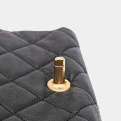 Pre Owned Chanel Black Mini Quilted Calfskin Pearl CC Accordion Flap