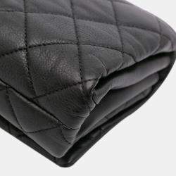 Pre Owned Chanel Black Mini Quilted Calfskin Pearl CC Accordion Flap