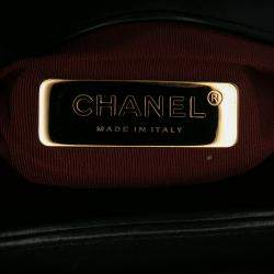 Pre Owned Chanel Black Mini Quilted Calfskin Pearl CC Accordion Flap
