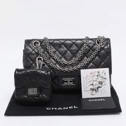 Pre Owned Chanel Black Quilted Leather Reissue 2.55 Classic 225 Flap Bag