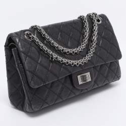 Pre Owned Chanel Black Quilted Leather Reissue 2.55 Classic 225 Flap Bag