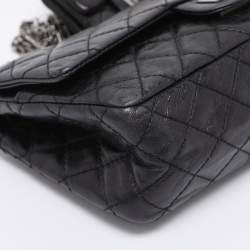 Pre Owned Chanel Black Quilted Leather Reissue 2.55 Classic 225 Flap Bag