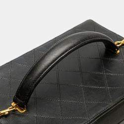Pre Owned Chanel Black CC Stitched Calfskin Turnlock Vanity Case