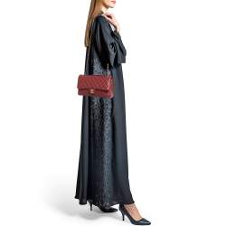 Pre Owned Chanel Red Quilted Leather Medium Classic Double Flap Bag