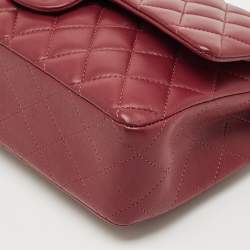 Pre Owned Chanel Red Quilted Leather Medium Classic Double Flap Bag
