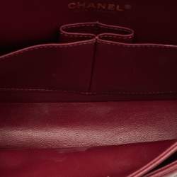 Pre Owned Chanel Red Quilted Leather Medium Classic Double Flap Bag