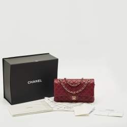 Pre Owned Chanel Red Quilted Leather Medium Classic Double Flap Bag