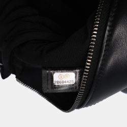 Pre Owned حقيبة كلتش شانيل أو كيس جلد عجل سوداء شيفرون مائل كبيرة مع شرابة