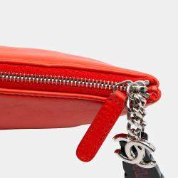 Pre Owned Chanel Cuba La Habana Medium Red Printed Lambskin O Case Clutch Bag