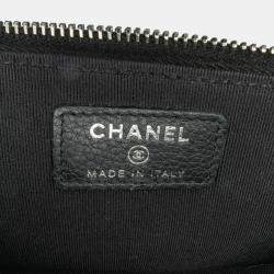 Pre Owned Chanel Studded Black Leather Zip Wallet