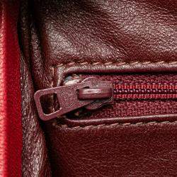 Pre Owned Chanel Red Quilted Suede Metal Frame Handbag