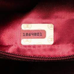 Pre Owned Chanel Red Quilted Suede Metal Frame Handbag