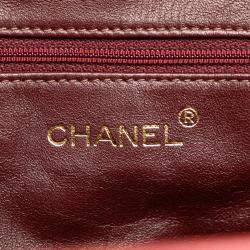 Pre Owned Chanel Red Quilted Suede Metal Frame Handbag