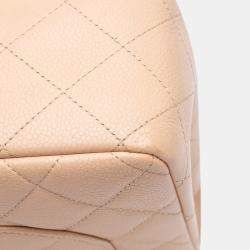 Pre Owned Chanel Beige Jumbo Classic Caviar Double Flap