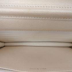 Pre Owned Chanel White Quilted Caviar Golden Class Wallet On Chain