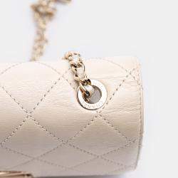 Pre Owned Chanel White Mini Lambskin Beauty Lock Flap