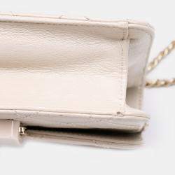 Pre Owned Chanel White Mini Lambskin Beauty Lock Flap