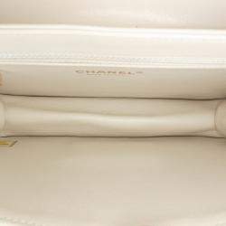 Pre Owned Chanel White Mini Lambskin Beauty Lock Flap