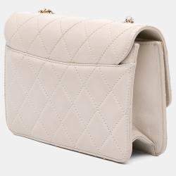Pre Owned Chanel White Mini Lambskin Beauty Lock Flap
