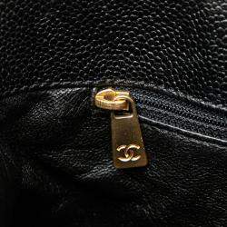Pre Owned Chanel Black CC Quilted Caviar Tortoise Chain Tote