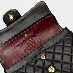 Pre Owned Chanel Black Small Classic Lambskin Double Flap