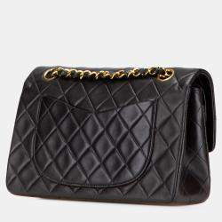 Pre Owned Chanel Black Small Classic Lambskin Double Flap
