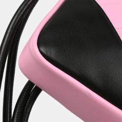 Pre Owned Chanel Cambon Ligne Pink Black Calfskin Crossbody Bag