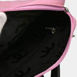 Pre Owned Chanel Cambon Ligne Pink Black Calfskin Crossbody Bag