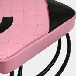 Pre Owned Chanel Cambon Ligne Pink Black Calfskin Crossbody Bag