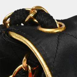 Pre Owned Chanel Classic Square Flap Black Satin Mini Shoulder Bag