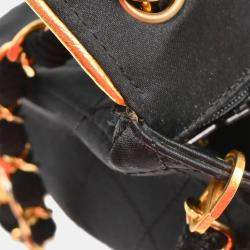 Pre Owned Chanel Classic Square Flap Black Satin Mini Shoulder Bag
