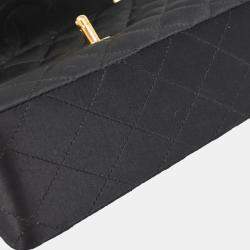 Pre Owned Chanel Classic Square Flap Black Satin Mini Shoulder Bag