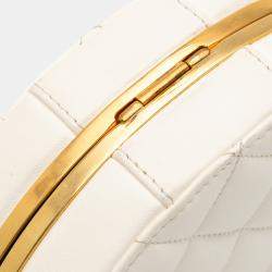 Pre Owned Chanel Cream CC Quilted Lambskin Frame Vanity Case