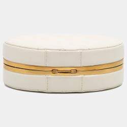 Pre Owned Chanel Cream CC Quilted Lambskin Frame Vanity Case