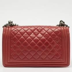 مملوكة مسبقًا Chanel Red Quilted Leather Medium Classic Boy Flap Bag