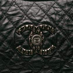 Pre Owned Chanel Black CC Quilted Aged Calfskin Coco Rider Bowling Bag