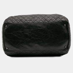 Pre Owned Chanel Black CC Quilted Aged Calfskin Coco Rider Bowling Bag