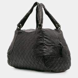 Pre Owned Chanel Black CC Quilted Aged Calfskin Coco Rider Bowling Bag
