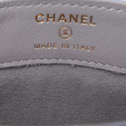 Pre Owned Chanel Grey CC Quilted Lambskin Chain Around Phone Holder
