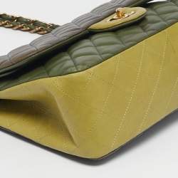 Pre Owned Chanel Tricolor Quilted Leather Jumbo Classic Double Flap Bag