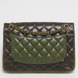 Pre Owned Chanel Tricolor Quilted Leather Jumbo Classic Double Flap Bag